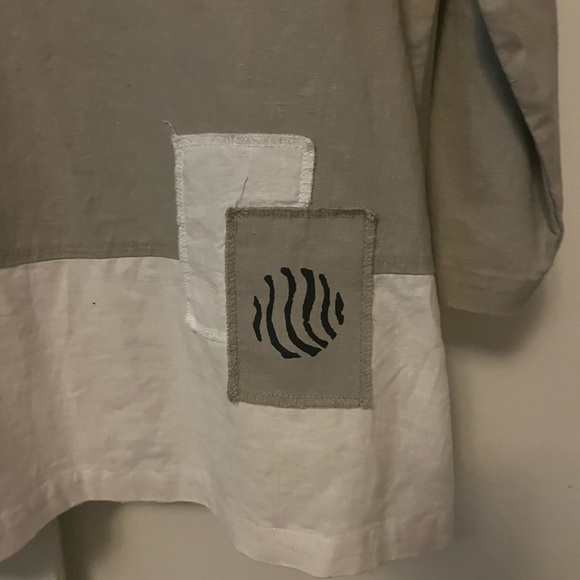 On the Rocks Sz S Aline Taupe Beige pullover cotton linen blouse. - Picture 5 of 5